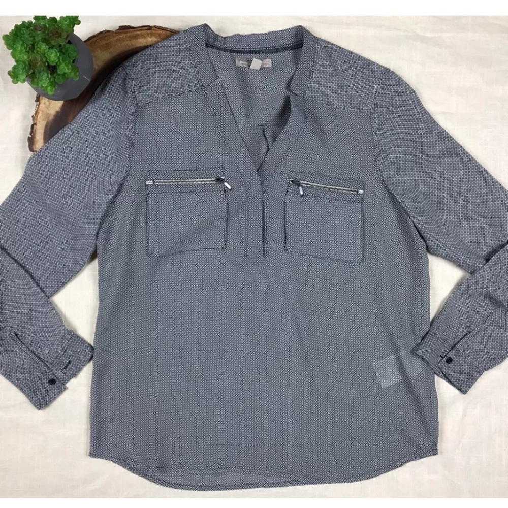 Banana Republic Sheer Geometric Print Top